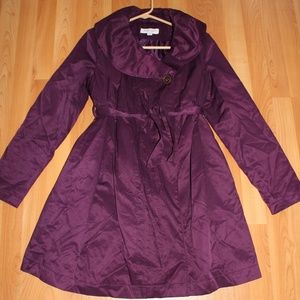 Liz Lange Maternity Sz S Classic Trench Coat Plum